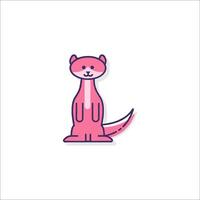 A pink and purple cartoon otter on a white background vector