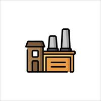 A factory icon with a building and chimneys vector