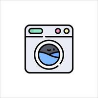 A washing machine icon with a cat inside vector
