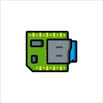 A small green microcontroller on a white background vector