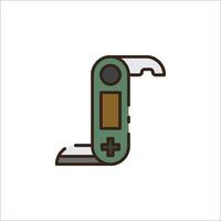 A green handheld device with a knife on it vector