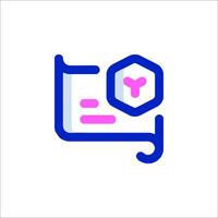 A blue and pink icon with a hexagon on it vector