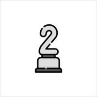 The number two on a trophy icon vector