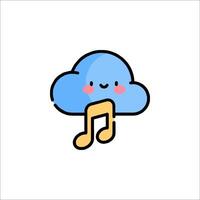A cloud with music notes and a smile vector