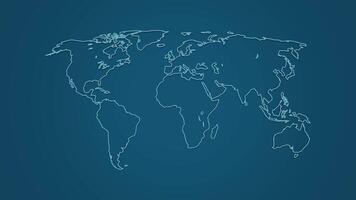 A simple world map line of different countries and continents video
