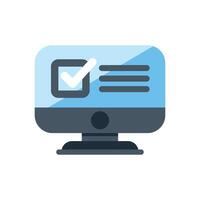 Computer monitor displaying checkmark in checkbox for online survey or exam vector