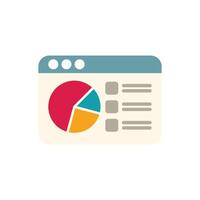 Website showing marketing data analytics with pie chart and statistics vector