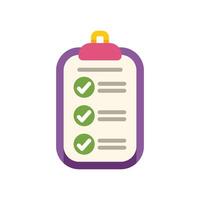 Clipboard showing completed checklist with check marks vector