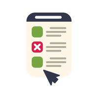 Cursor clicking on online survey form on tablet screen vector