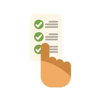 Hand pointing checking mark on checklist box icon vector