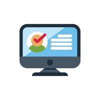 Computer showing valid profile with check mark icon on screen vector
