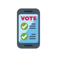 Smartphone showing online vote voting app with checkmark buttons vector