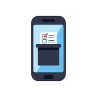Smartphone showing voting booth with ballot paper for online voting vector