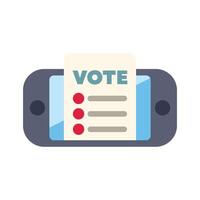 Smartphone showing online voting ballot on its screen vector