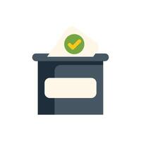 Ballot paper being inserted into ballot box with tick sign vector