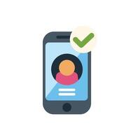Smartphone showing verified profile with green checkmark icon vector