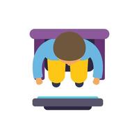 Man sitting at desk working top view flat illustration vector