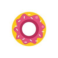 Delicious donut with pink icing and sprinkles icon vector