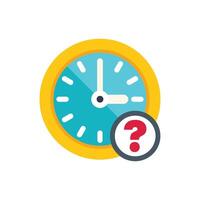 Clock face showing time passing with question mark asking what time is it vector