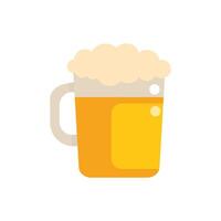 Glass of beer with foam overflowing on white background vector