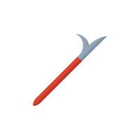 Red hook tool with wooden handle for pulling and lifting objects vector