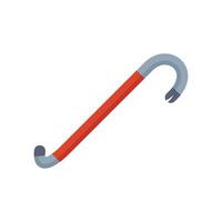 Red crowbar lying diagonally with metal hook end up vector