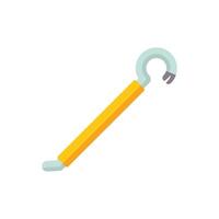 Crowbar tool with wooden handle for pulling nails icon illustration in flat style vector