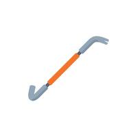 Crowbar with orange handle for pulling nails out of wood vector