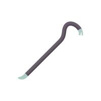 Crowbar tool lying diagonally with steel handle and claw vector