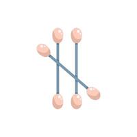 Five cotton swabs lying on white background vector