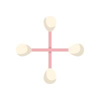 Four cotton swabs forming a cross shape on white background vector