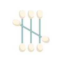 Five cotton buds are lying on a white background, casting shadows vector