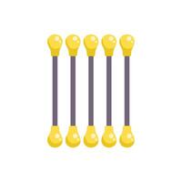 Five yellow light bulbs hanging from ceiling forming a line vector