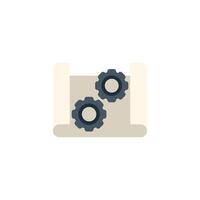 Two gears working together on a project management plan vector