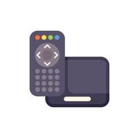 Television set top box with remote control on white background vector