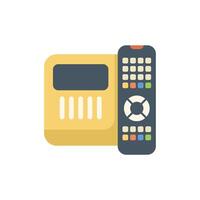 Modern tv set top box receiver with remote control icon vector