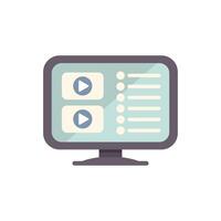 Computer monitor displaying player interface with playlist and buttons vector