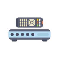 Tv set top box receiver with remote control showing concept of television and entertainment vector