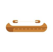 Wooden canoe with paddles floating on water surface icon vector