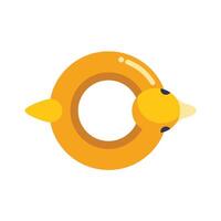 Yellow inflatable duck swim ring floating on white background vector