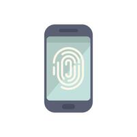 Smartphone showing fingerprint for security access vector