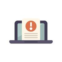 Laptop displaying warning message with exclamation point icon vector