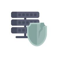 Broken shield protecting server rack symbolizing data loss vector