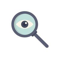 Magnifying glass showing a human eye searching for information vector