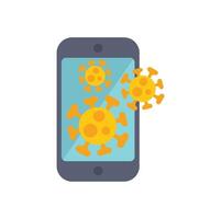 Smartphone showing virus emerging from screen vector