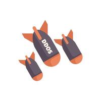 Three bombs falling representing ddos attack concept vector