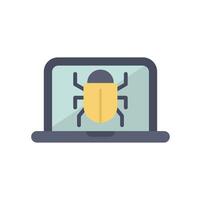 Computer bug infecting laptop screen displaying error vector