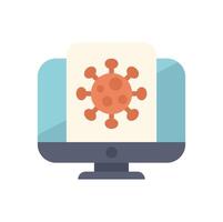 Computer showing virus drawing on screen icon vector