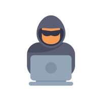 Hacker wearing a hoodie using a laptop computer vector