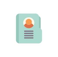 Green personal profile folder icon showing data about person vector